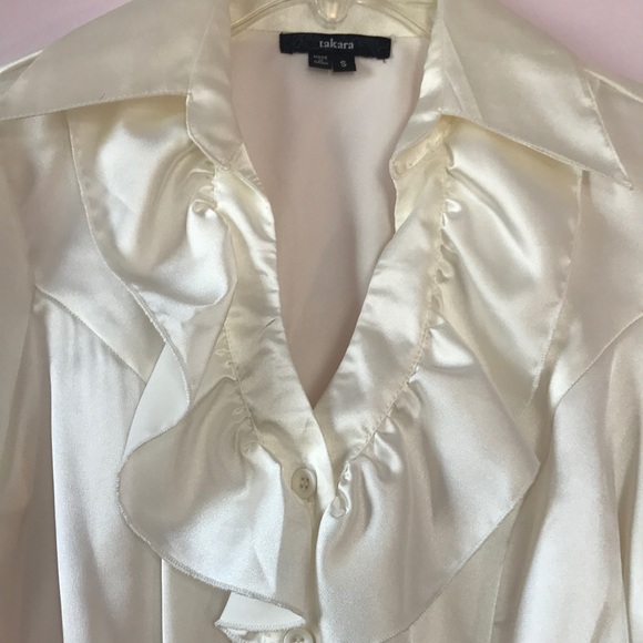 Satin Ruffled Short Sleeved Blouse - Picture 6 of 8